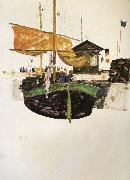 Egon Schiele Ships at Trieste Sweden oil painting artist